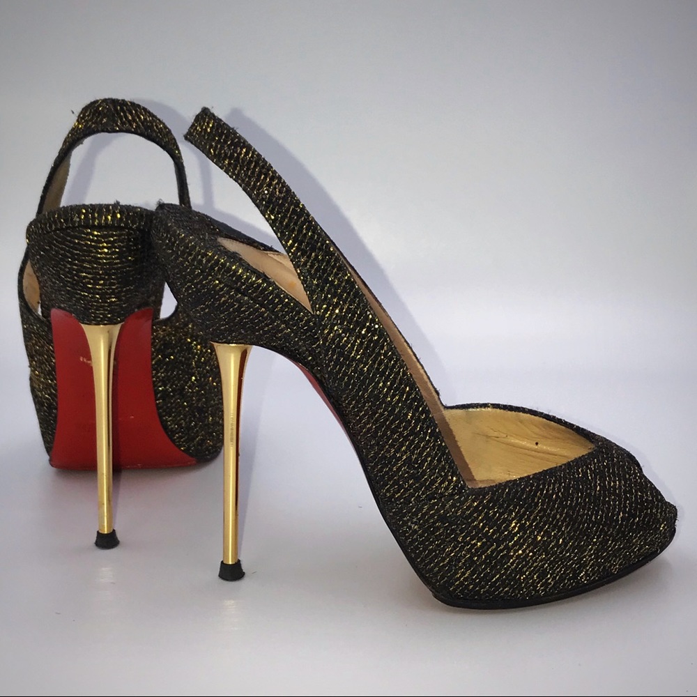 Christian Louboutin Black Glitter Boulimina US6.5